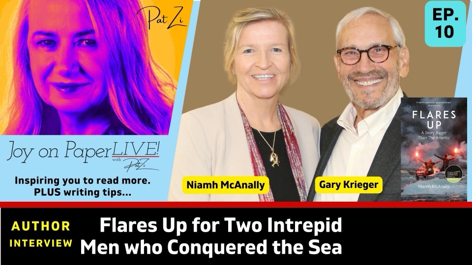 Niamh McAnally and Gary Krieger with the book Flares Up on Joy on Paper LIVE episode 10