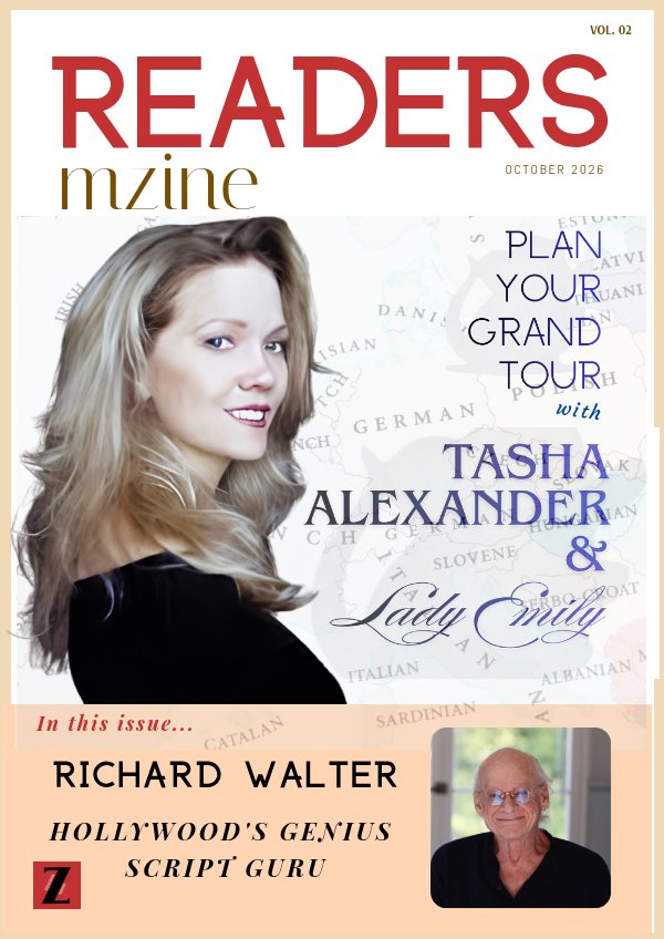 Cover of Readers mZINE Vol. 2, October 2026 — Tasha Alexander and Lady Emily; Richard Walter